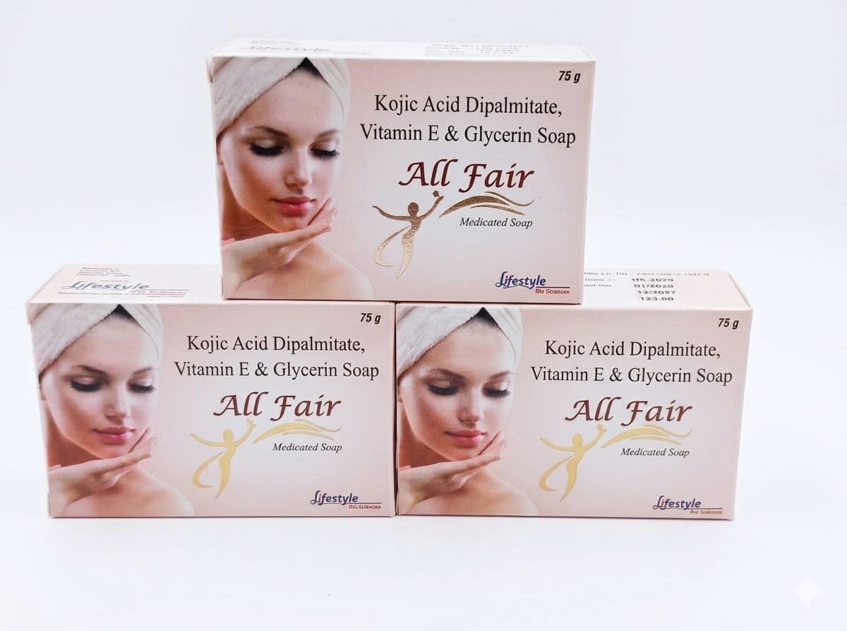 All Fair Kojic Acid, Vitamin E & Glycerin Medicated Soap, Skin Brightening Formula, 75g (pack of 3)-picture-20