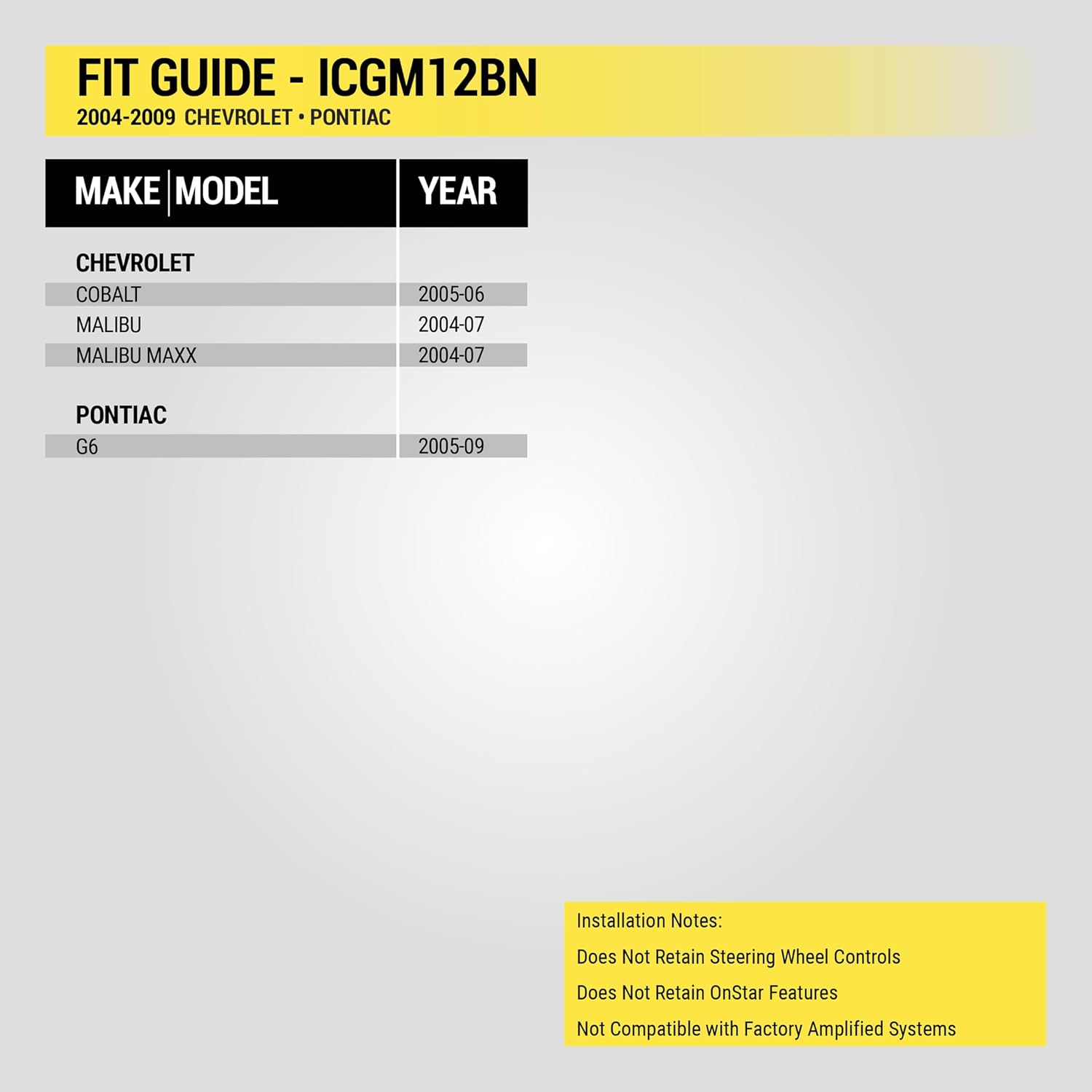 Scosche ICGM12BN Double DIN Radio Install Dash Kit Compatible with Select 2004-09 Non-Amplified Chevrolet and Pontiac Vehicles - Complete Car Stereo Installation Kit - See Vehicle Fit Guide in Images