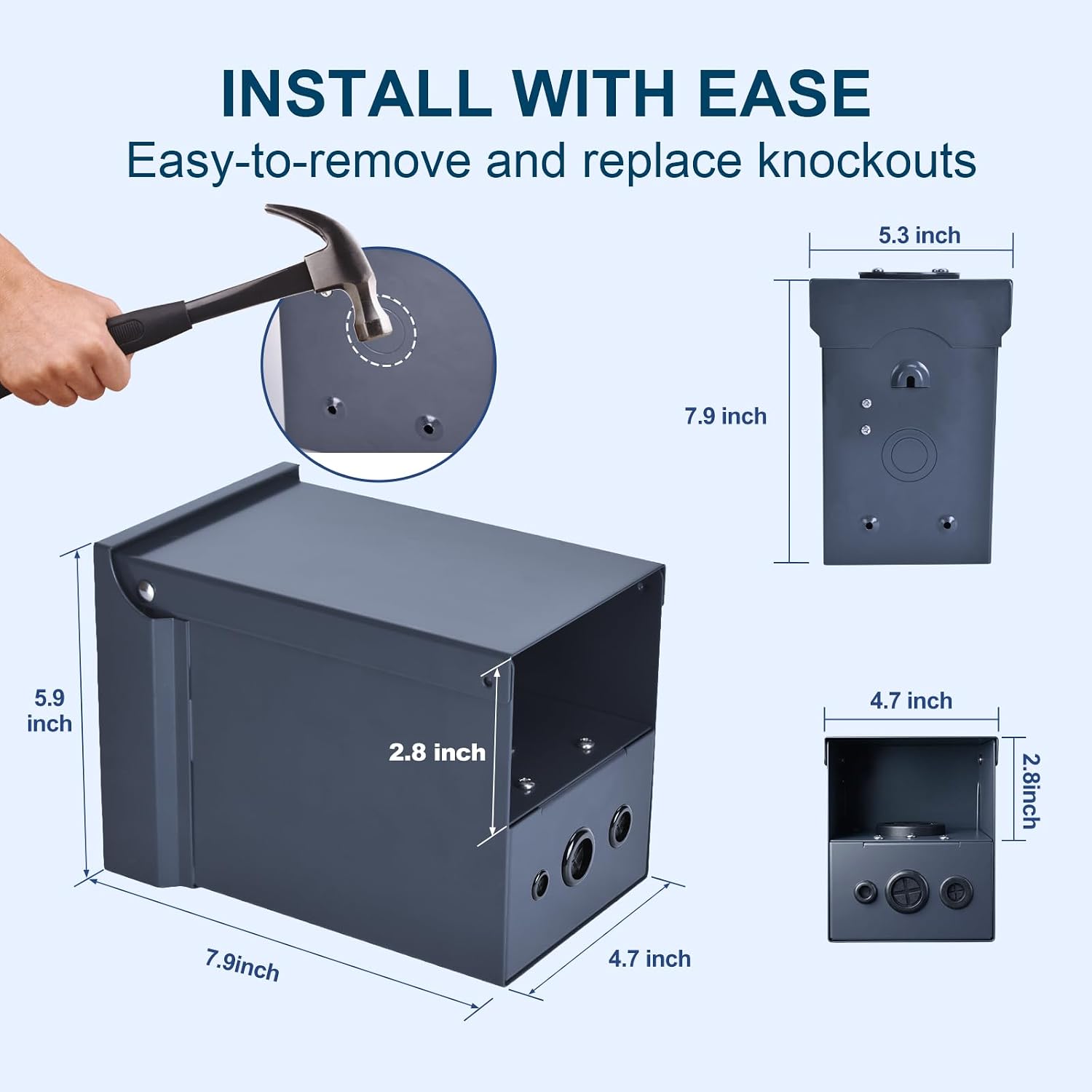 30 Amp RV/EV Power Outlet Box, UL Listed NEMA TT-30R Receptacle, 125V Weatherproof Outdoor Electrical Panel