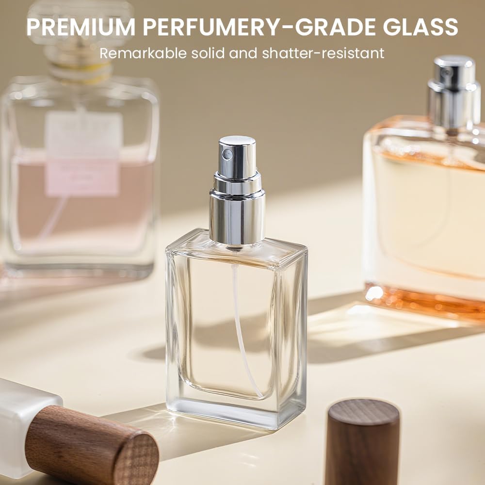 Perfume Atomizer, Glass Perfume Container,Travel Bottle Refillable, Empty Portable Leakproof Fragrance Spray Bottle (Beech 5pcs 10ml/0.3oz)