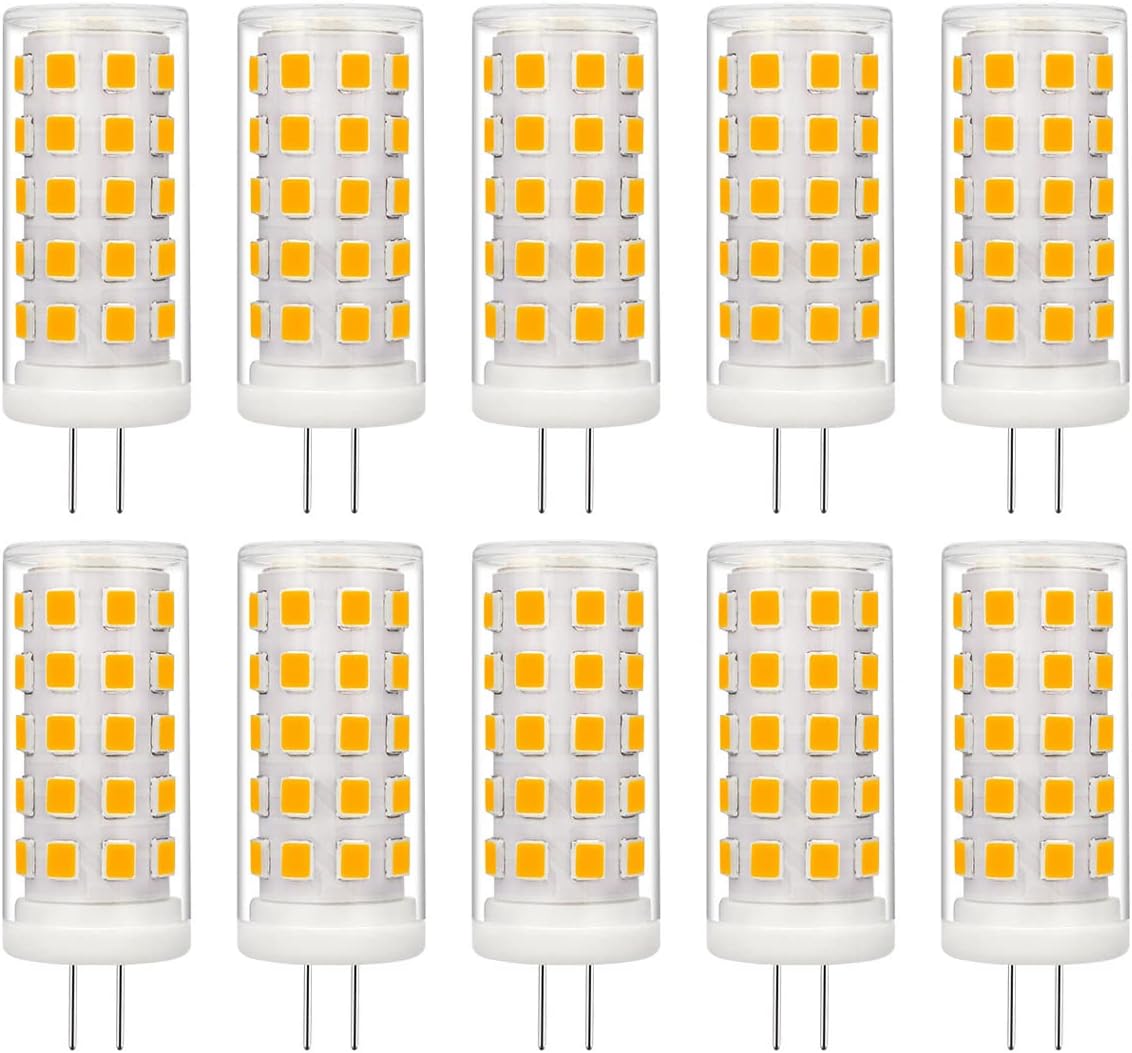 LED Bulbs 4W-400LM [40W Halogen Equivalent],G4 Bi-Pin Base Corn Bulb,360°Beam Angle,No-Flicker,Low Voltage AC DC 12V Dimmable G4 Light Bulbs(10-Pack)