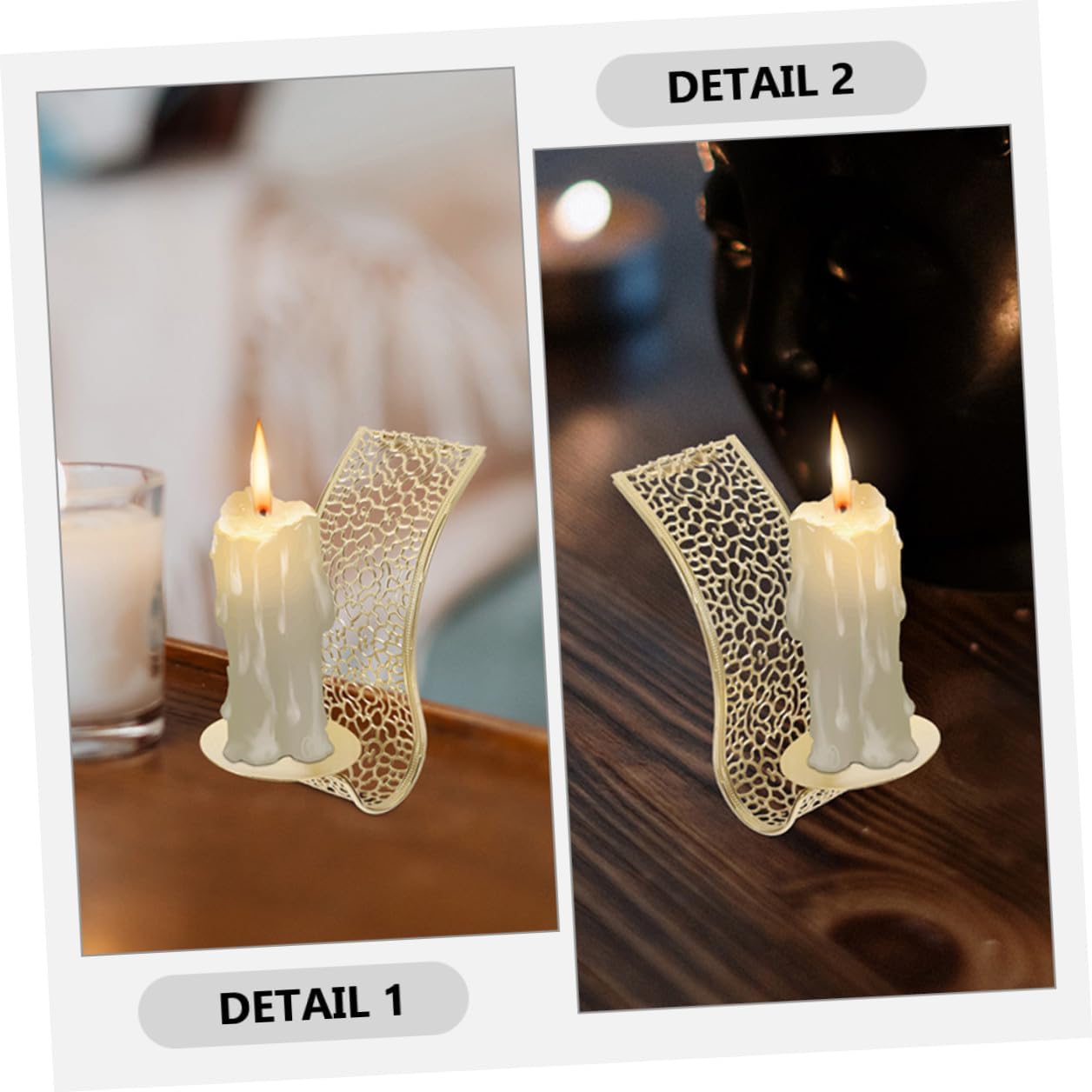 Middle East Wall Candle Holder Set 3pcs Iron Hanging Decor | Hollow out Design, Wall Mounted for Tealight or LED Candles, Golden Finish, Hotel and Staircase Wall Use