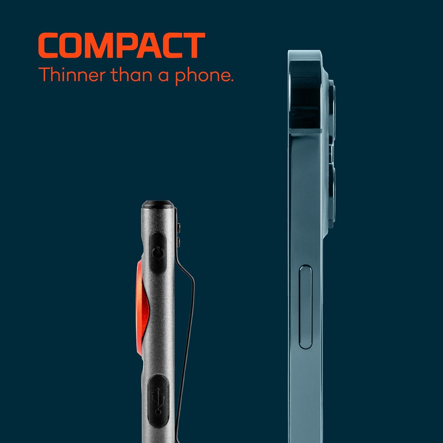 NEBO Slim Mini Pocket Light 2-Pack | Rechargeable, 250 Lumens, 2 Light Modes, Small Flashlight for EDC & Emergencies, Magnetic Base, Lightweight, Water Resistant & Durable, Includes Charging Cable