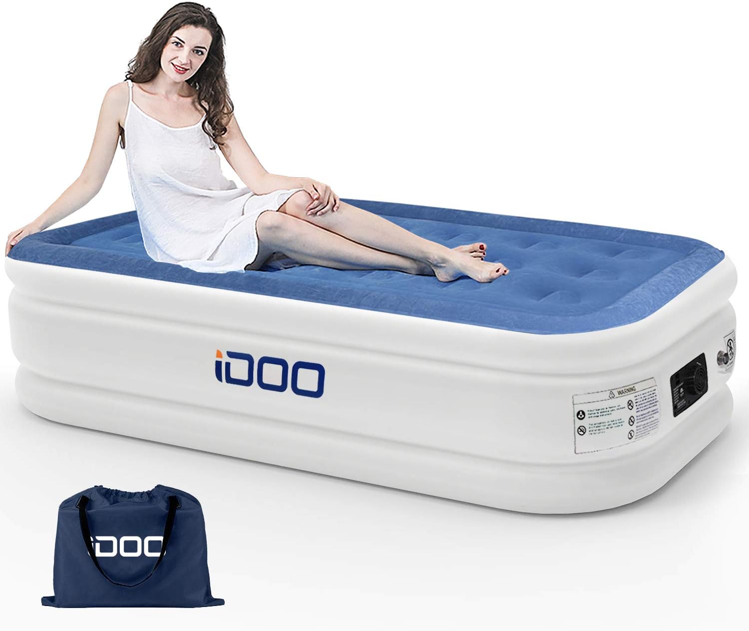 iDOO Twin Air Mattress, Blue&White