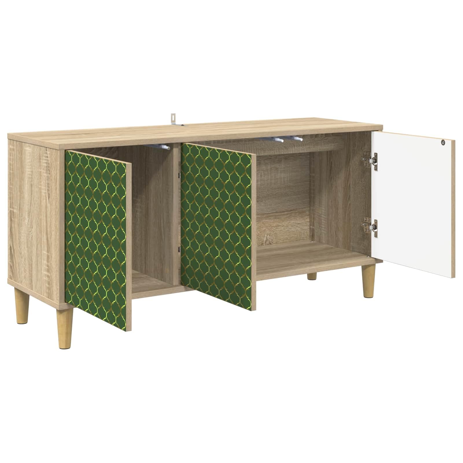 Homgoday TV-Schrank GELEEN 102x33x50 cm Sonoma, Holzwerkstoff, 3 Türen, Modernes Design, erhöhte Füße, viel Stauraum, für Wohnzimmer, belastbar bis 30 kg 8007071