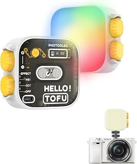 Magnetic RGB Video Light, PHOTOOLEX Tofu Camera Light Mini 360° Full-Color LED Light 2500-9900K, Photography Video Lights w Rechargeable Battery for DSLR Camera GoPro Studio Streaming Tiktok Vlog