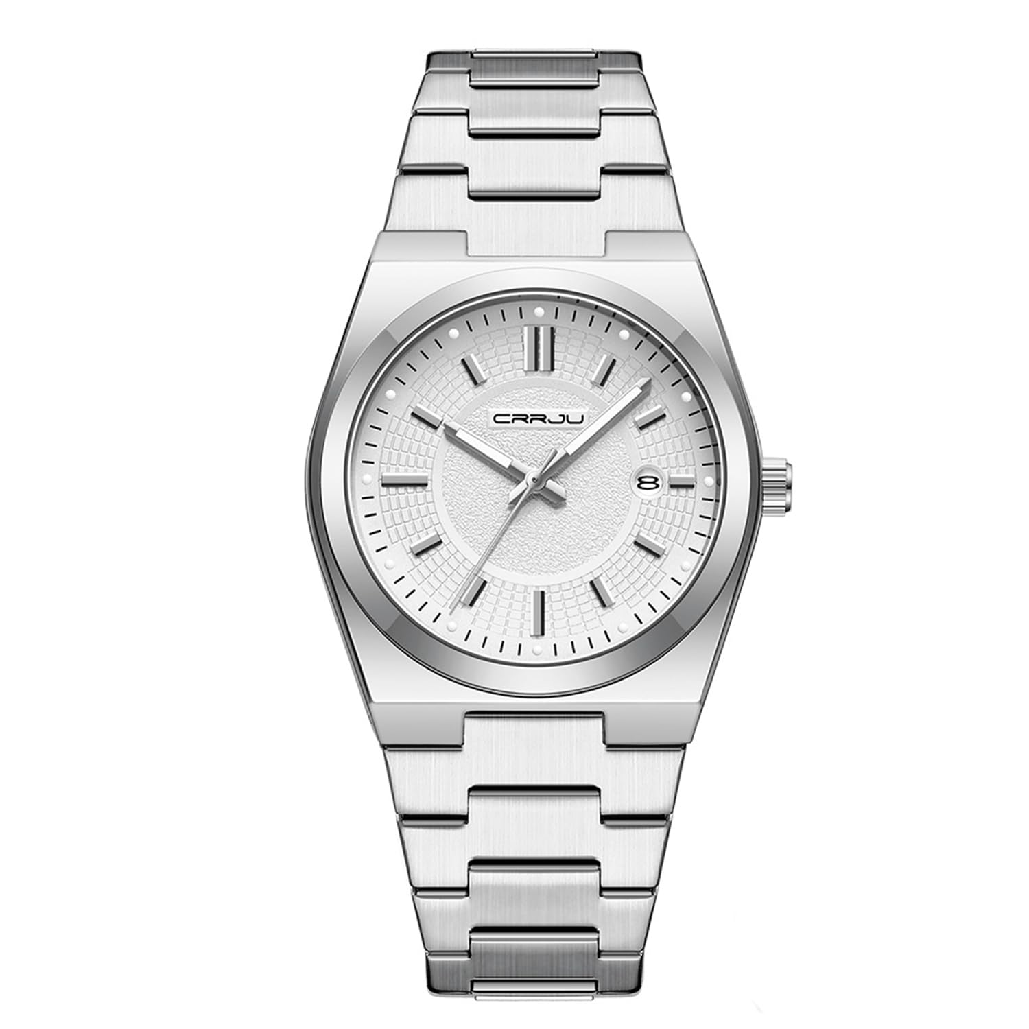 CRRJU Watches for Men,Fashion Luxury Luminous Analog Quartz Wristwatches,Business Man Calendar Watches Silver