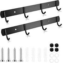 Pack of 2 Hook Rack Kitchen Hooks, Coat Hooks, Wall Hooks, Coat Hooks, Black, Stainless Steel Coat Rack with 4 Hooks for Hanging Coats, Hats, Jacket Hangers, Metal Wall Coat Hooks