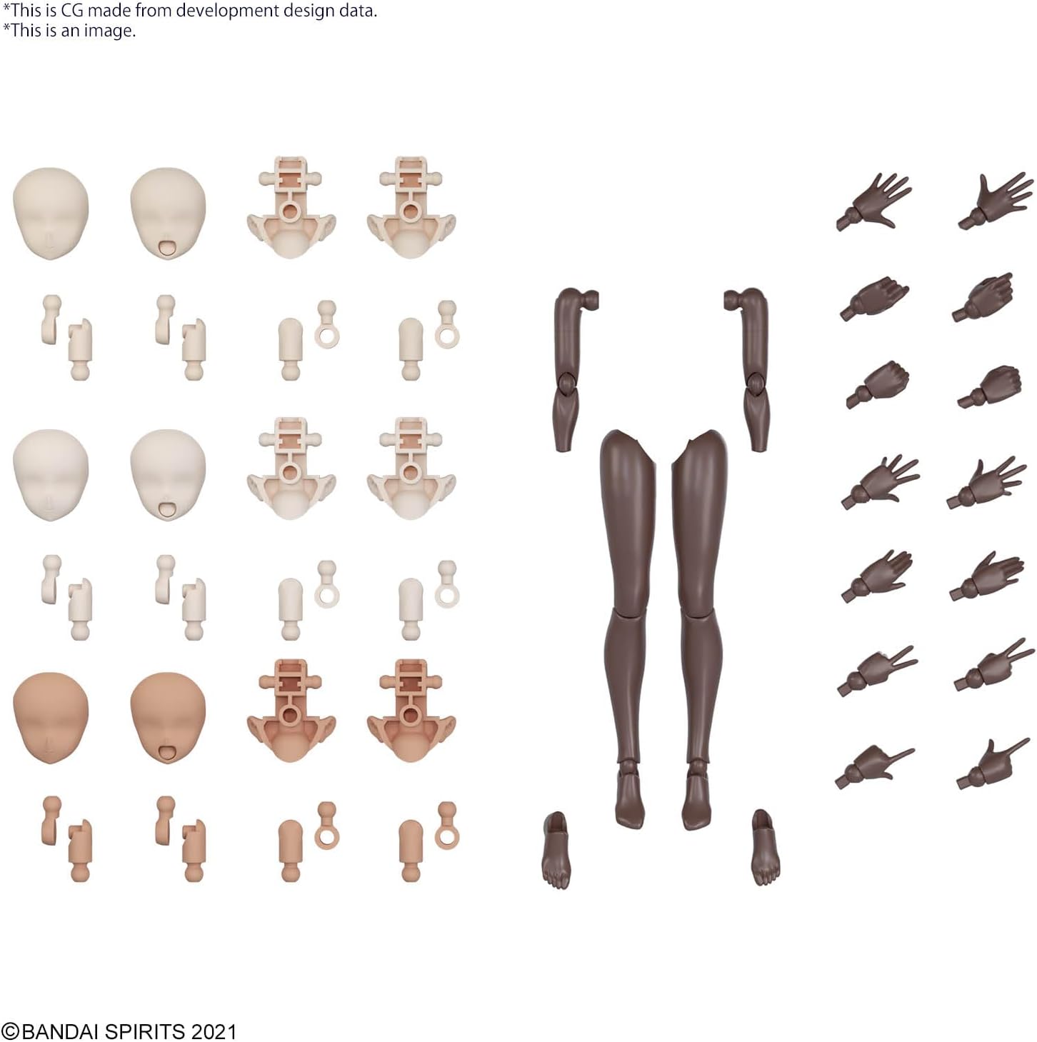 30MS Optional Body Parts, Arm & Leg Parts [Brown] Color Coded Plastic Model