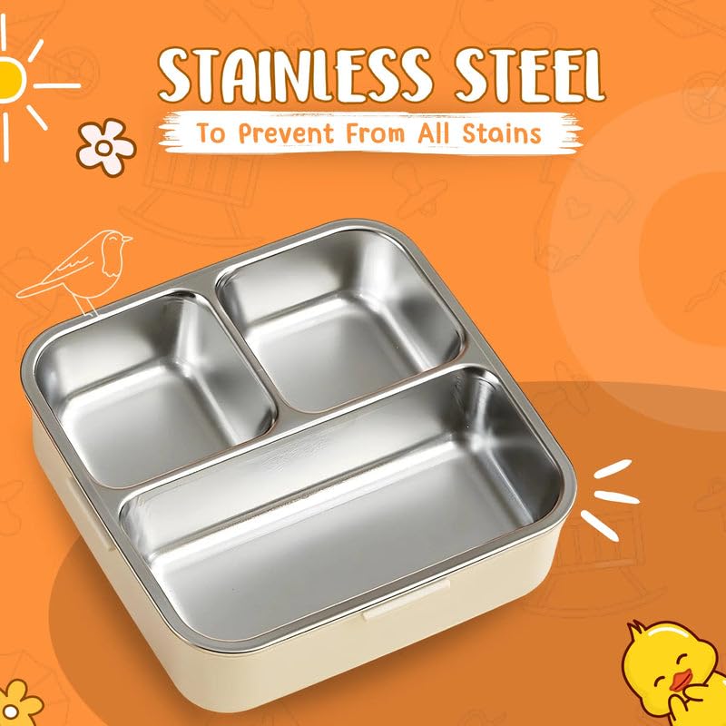 Image of 2 Layer Stainless Steel Lunch Box - Insulated, Leak-Proof & BPA-Free Bento Tiffin with Detachable Tray & Container | Kids & Office Lunch Box for School, Travel - 1120ml + 70ml, Lavender