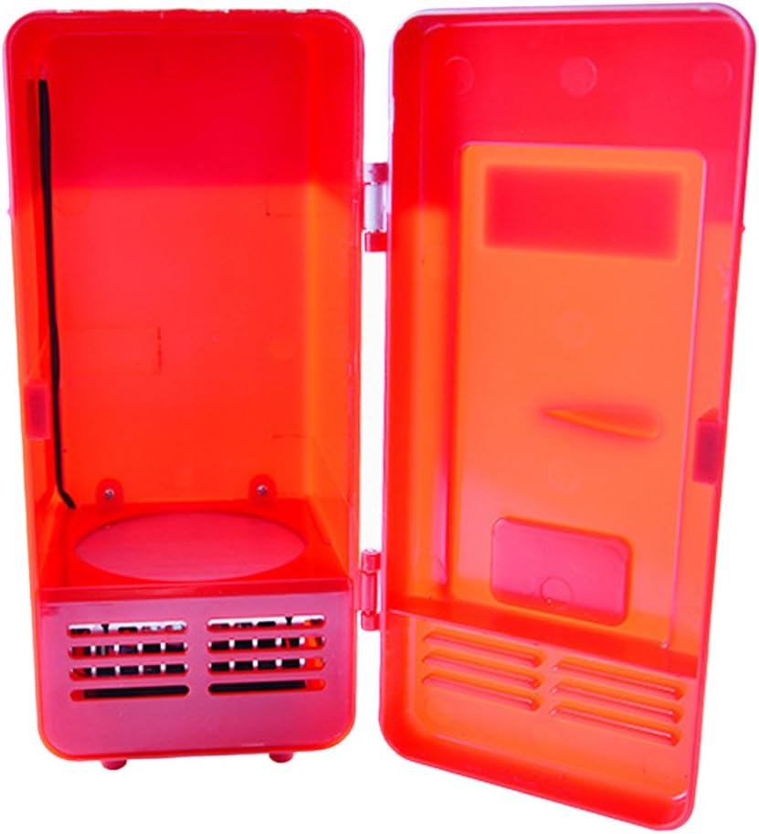 USB Mini Fridge Beverage Warmer & Cooler for Car, Home, PC Side | Small USB Refrigerator Drinks Can Cooler | Portable Beer Cooler - Red