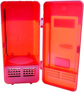 USB Mini Fridge Drink Cooler Refrigeration System Small Refrigerator Red