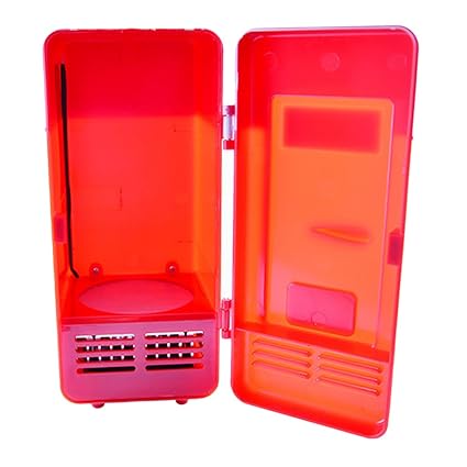 KAZRU USB Mini Fridge Drink Cooler Refrigeration System Small Refrigerator Red;[70001053KAZRU]