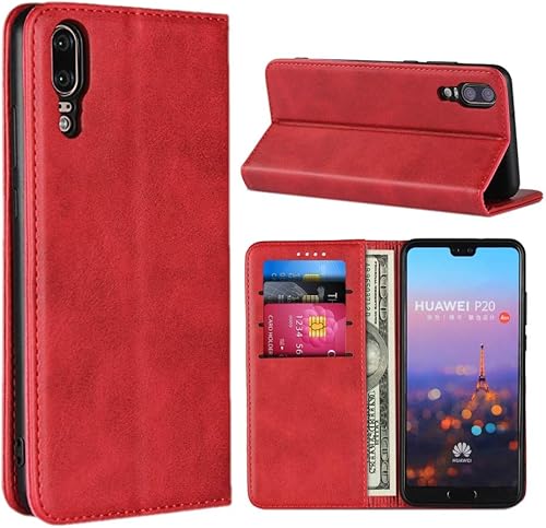 Funda para Huawei P20, funda magnética de cuero con patrón de piel de vaca, tipo cartera con soporte para tarjetascompartimento para efectivo para