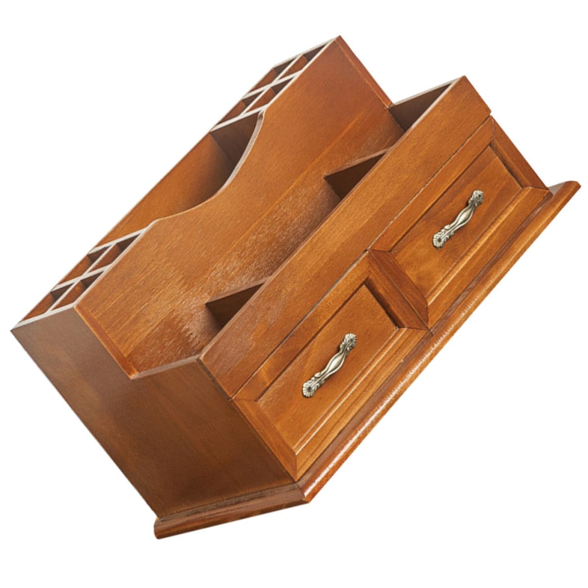 Yardwe Organizzatore Cosmetico da Scrivania Vintage Cassetti a 2 Scomparti | Organizzatore Cosmetico, Stile Vintage, Grande Capacità di Contenimento, per Piccoli Oggetti e Orecchini