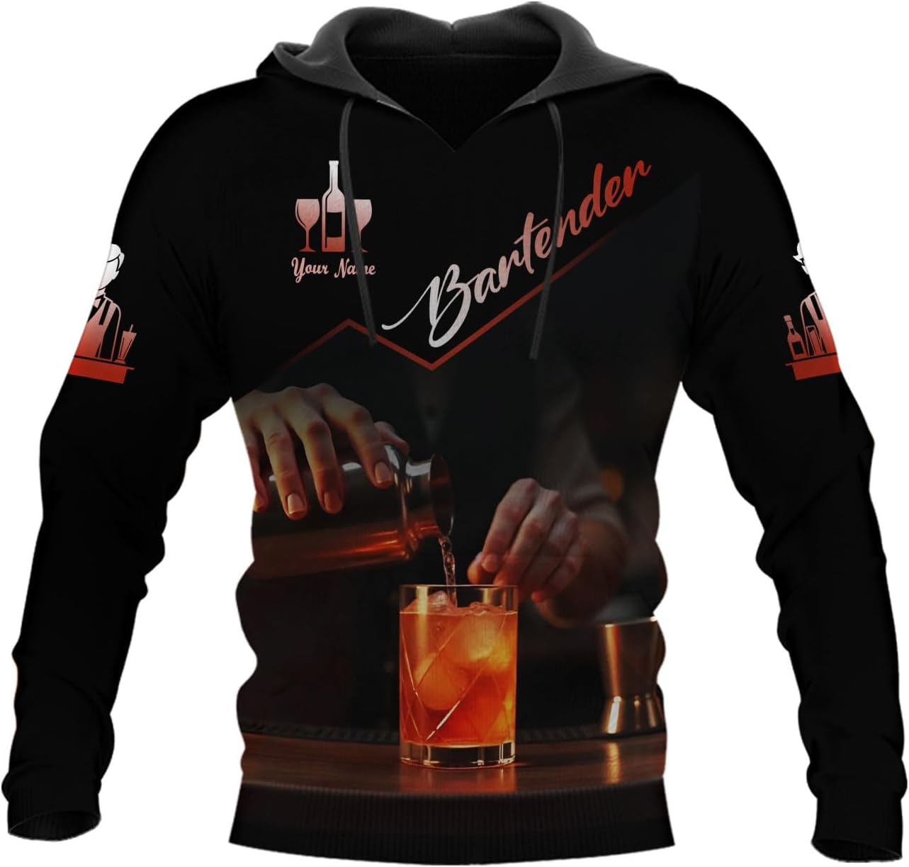 Personalized Bartender 3D Shirt, Custom Name Bartender 3D All Over Print T-Shirt for Men Women Full Size S-5XL