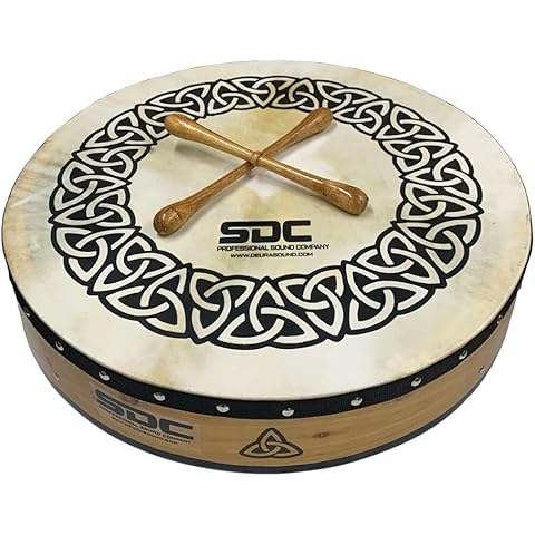 DEURA ALL NATURAL BODHRAN DRUM Irish Celtic 18 Inch Free CASE and 2 Tippers Cover