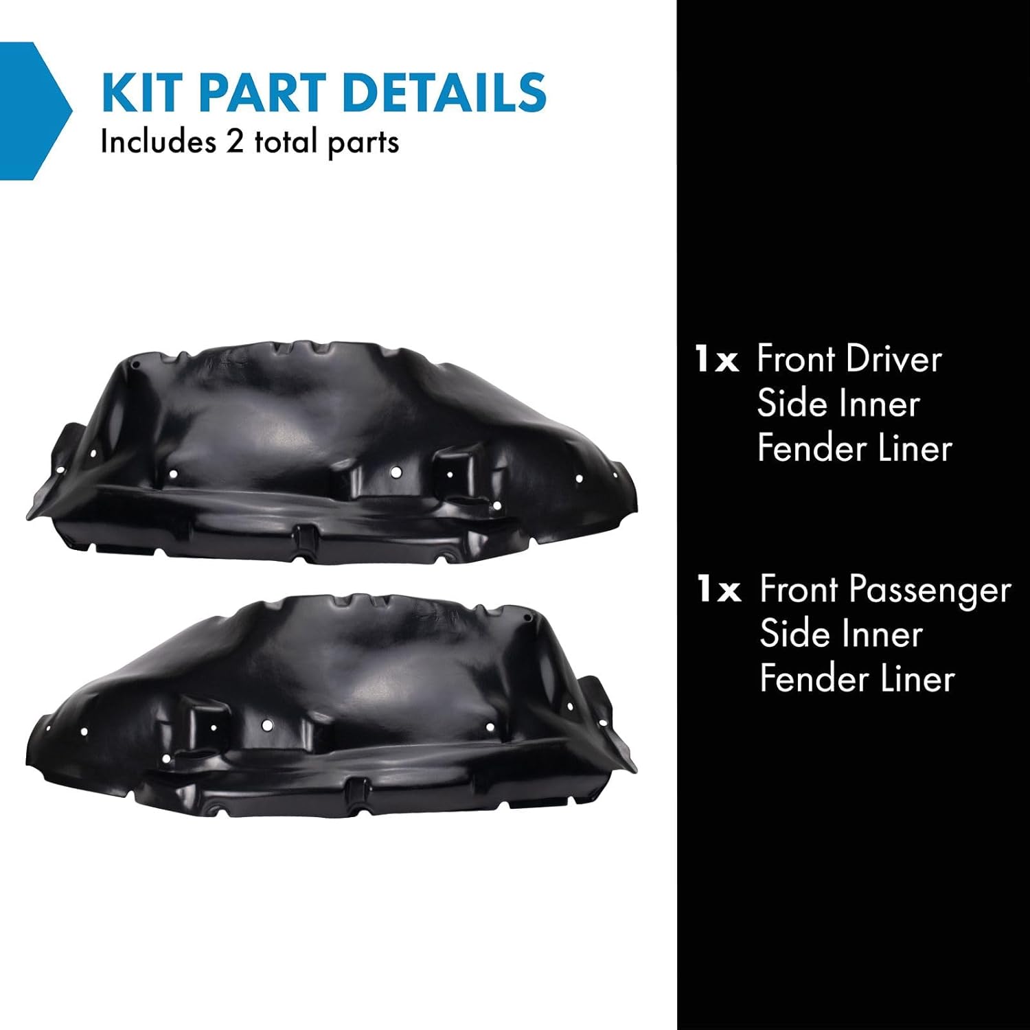 TRQ Front Inner Fender Liner Set Compatible with 2007-2012 Chevrolet Colorado GMC Canyon 2007 Isuzu i-290 i-370 GM1248187 GM1249187
