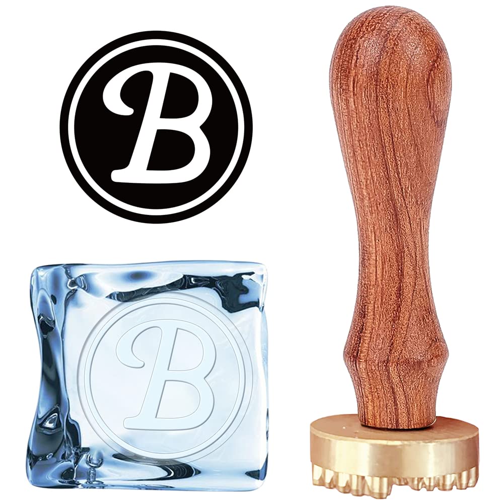 CRASPIRE Vintage Ice Cube Stamp with Removable Brass Head & Wood Handle for DIY Crafting Cocktail Whiskey Mojito Drinks Bar Making