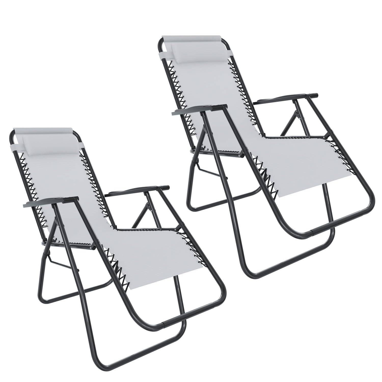 Set Da 2 Sedie Sdraio A Gravità Zero Da Giardino Poggiatesta Regolabile Sedia Pieghevole Oscillante Ergonomica Traspirante Zero Gravity Da Esterno Piscina Mare Portata Massima 120 Kg (Bianco)
