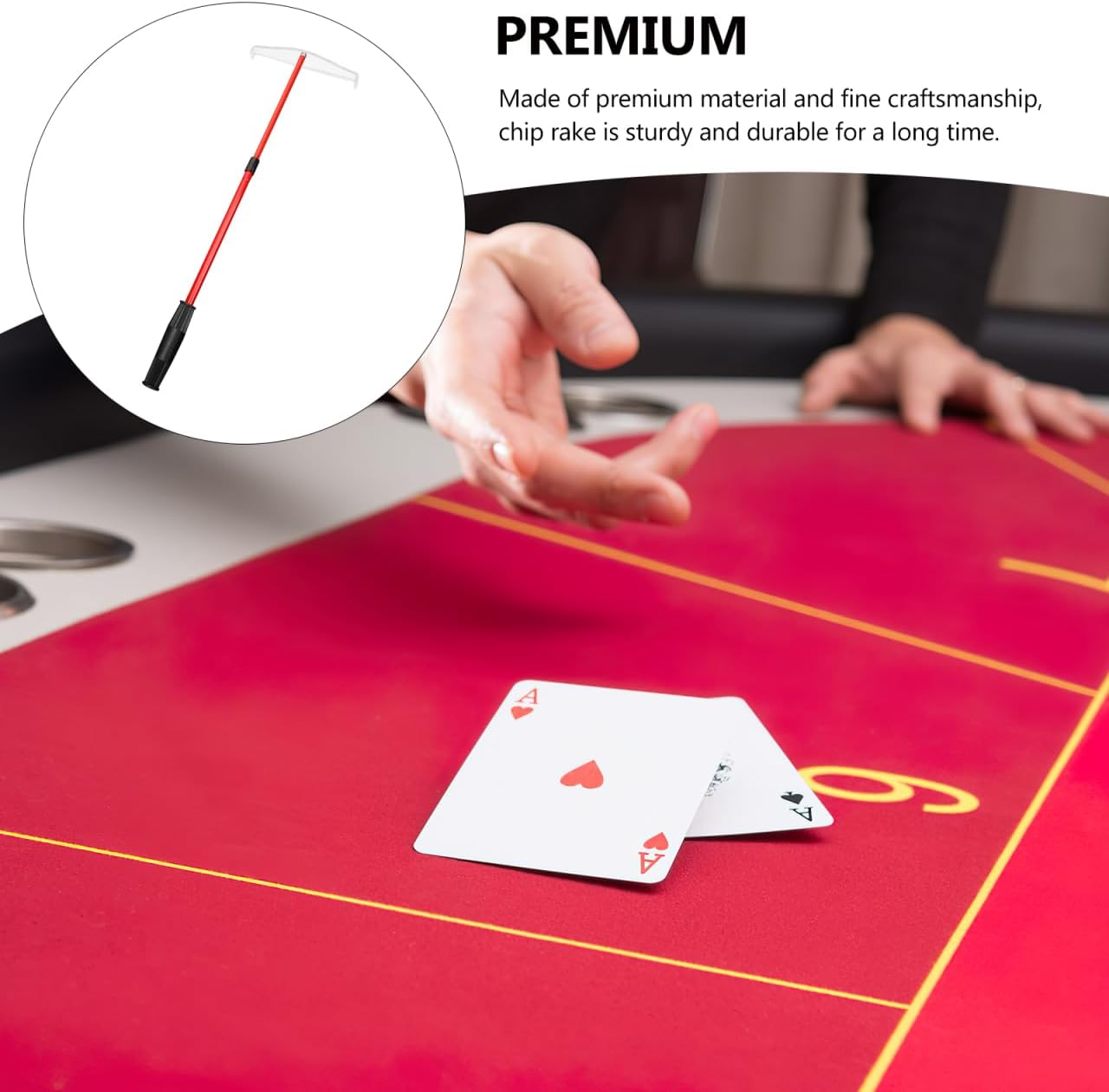 KOMBIUDA Telescopic Poker Chip Rake Collector with Comfortable Handle Compact Storage Durable Chips Collecting Rod for Poker Table Accessories