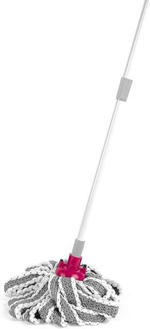 Kleeneze KL069917FSFOB Super Absorbent Microfibre Mop, Hard Floor Cleaner, Extendable Handle up to 125 cm, Extra Mop Head Included, Clean Up Wet Spills, Easy to Store