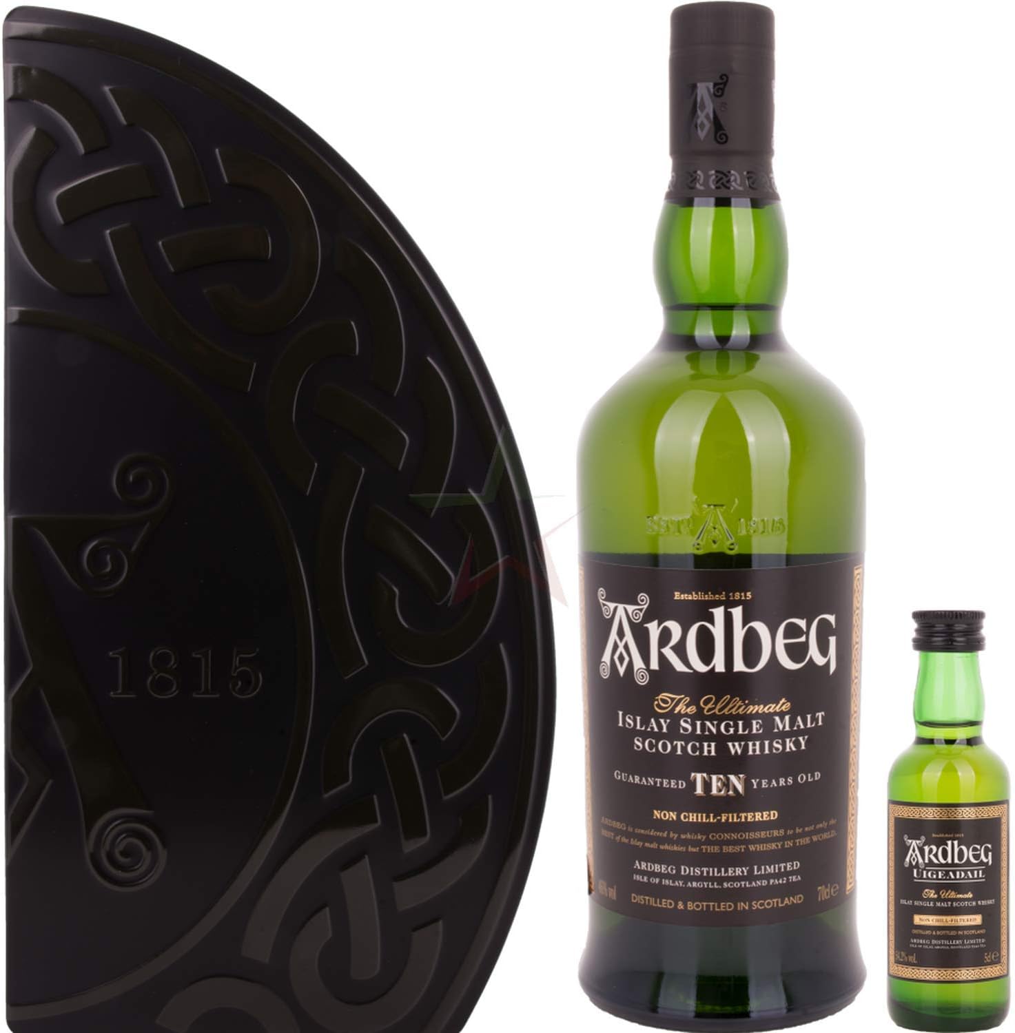 Ardbeg 10 Year Old 70cl + 5cl Uigeadail Presented In Gift Tin