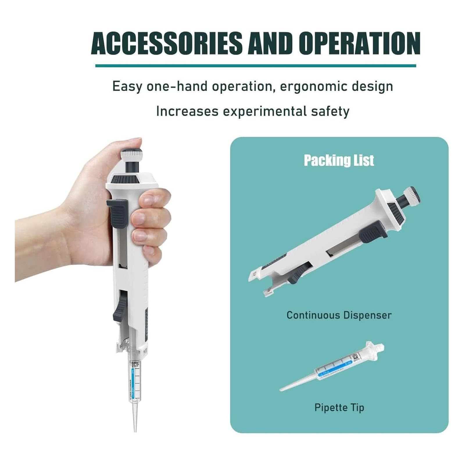 Dispensador Continuo De Laboratorio, Pipeta De Volumen Variable Ajustable, Pipeta De 5 Velocidades, con Punta De 1-5 Ml, Dispensación Continua 48 Veces, para Docencia O Investigación Científica