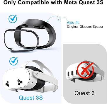 Compatible with Oculus Quest 3s Face Pad Cover - Widen Facial Interface,Cooling Ice Silk Cotton Face Cushion Replacement for Meta Quest 3s Accessories, Breathable Air-Circulation and Anti-Fog Design