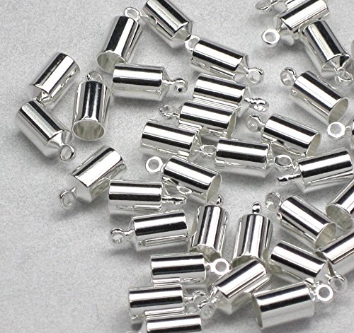 100Pcs Silver Endcap Barrel Beads For 2Mm (0.08 Inch) Cord Beading Wire Thread For Jewelry Craft Making Cf216-3 #TOP3