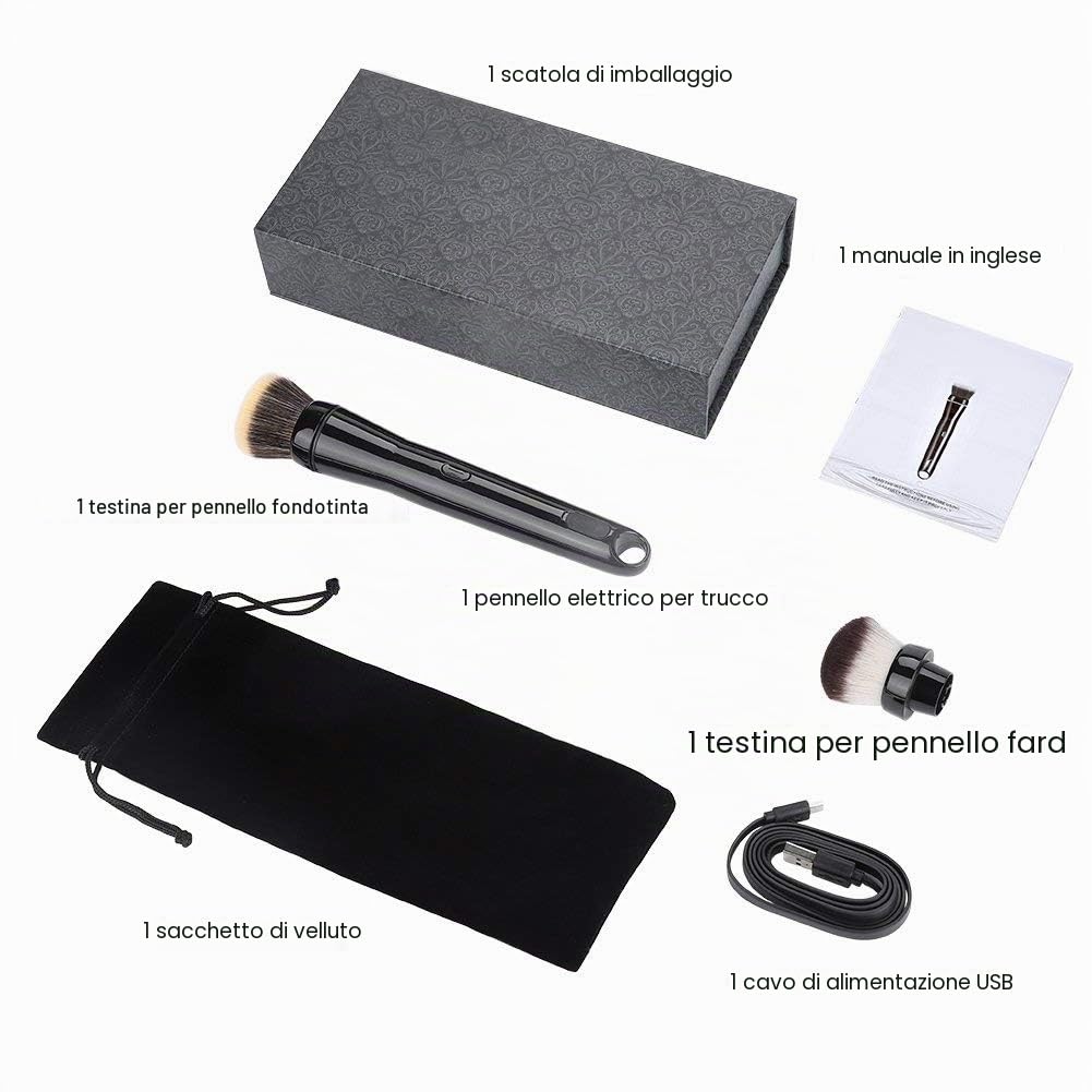 Pennelli per trucco elettrici rotanti a 360°, ideali per fondotinta in polvere e crema, strumenti di bellezza professionali per un’applicazione uniforme sul viso