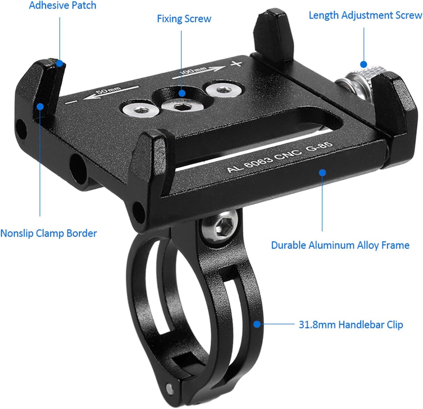 Lixada bicycle phone mount, universal adjustable for 3.6 - 6.2 inch electronic gadgets, Black image 4