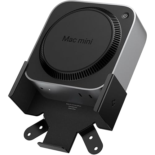 Spigen Mount Designed for Mac mini M4/M4 Pro (2024) VESA Anti-Scratch Behind Monitor, Under The Desk, Wall Stand VESA Hole Strong Secure Hold LD205 - Black