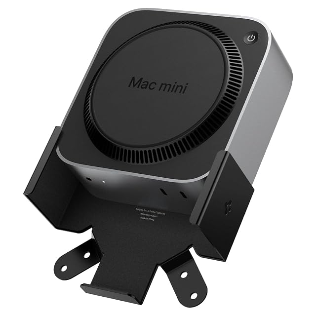 Spigen Mount Designed for Mac mini M4 M4 Pro 2024 VESA Anti-Scratch Behind Monitor Under The Desk Wall