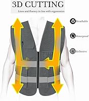 Vista 66 de HYCOPROT High Visibility Mesh Safety Reflective Vest with Pockets and Zipper, Meets ANSI/ISEA Standards