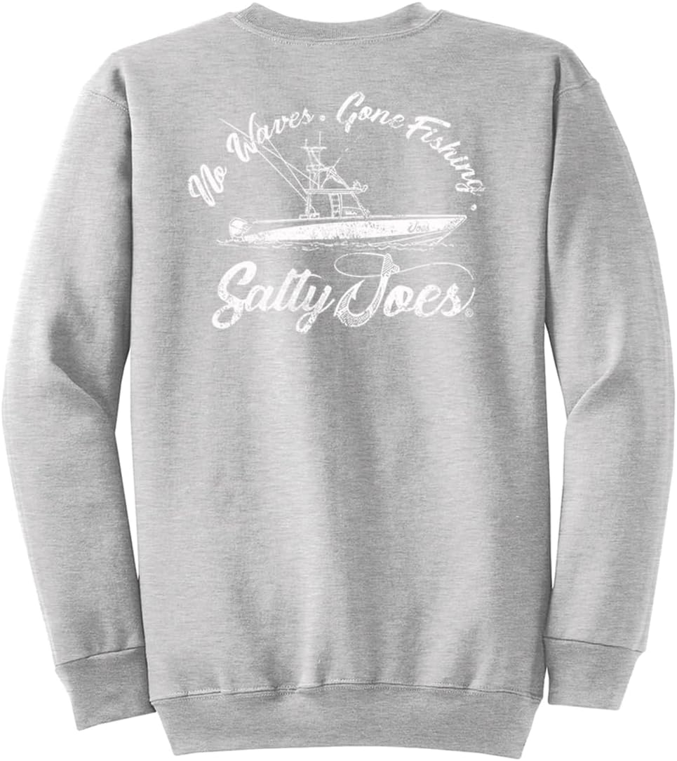 SALTY JOES Men's Fishing Boat Logo Crewneck Sweatshirts