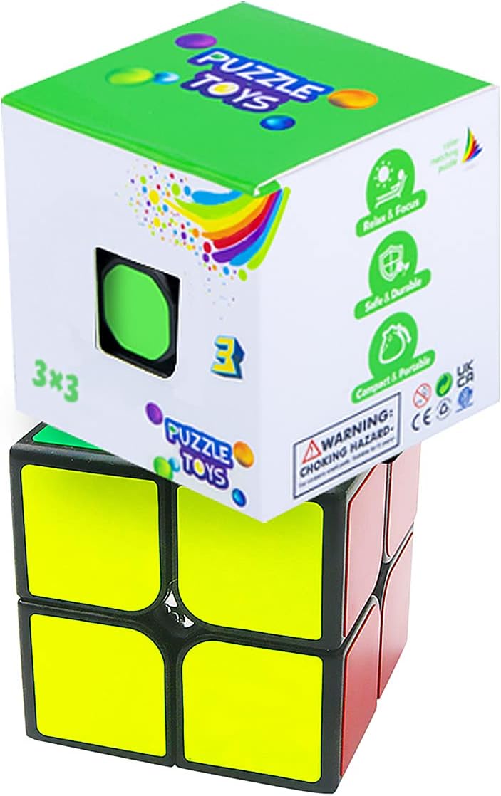 Magic Cube Set 2 Pack 2x2 3x3 Speed Cube 3D Puzzle Educational Brain Teasers Toys for Kids & Adults, Pack of 2