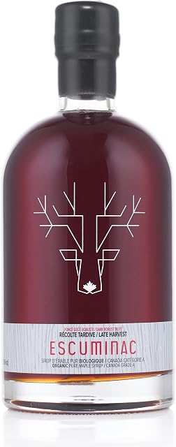 Award Winning Escuminac Unblended Maple Syrup Canadian Grade A - Dark Robust (Formerly Maple Syrup Grade B) - Pure Organic Single Forest - Late Harvest 16.9 fl oz (500ml) - Perfect for Pancakes