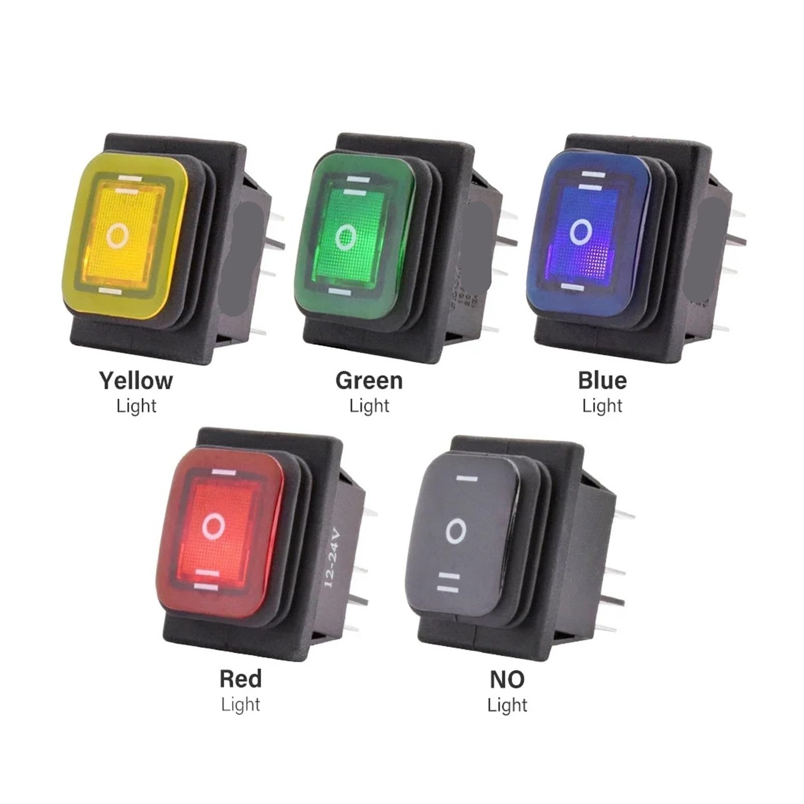 1 Pieza KCD4-203 Interruptor Basculante 30x22 6 Pines De Enganche 16A 250VAC DPDT ON Off ON 12V 220V Botón Luz LED(Black No Light,12V)