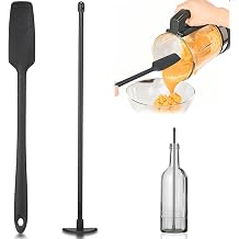 2 Pcs Black Silicone Blender& Long Handle Spatula Set | with Under Blade Bottle Scraper and Jar Scraper Blender for Smoothies, Jars & Bottle, Food Grade Spatula Tool for Kitchen