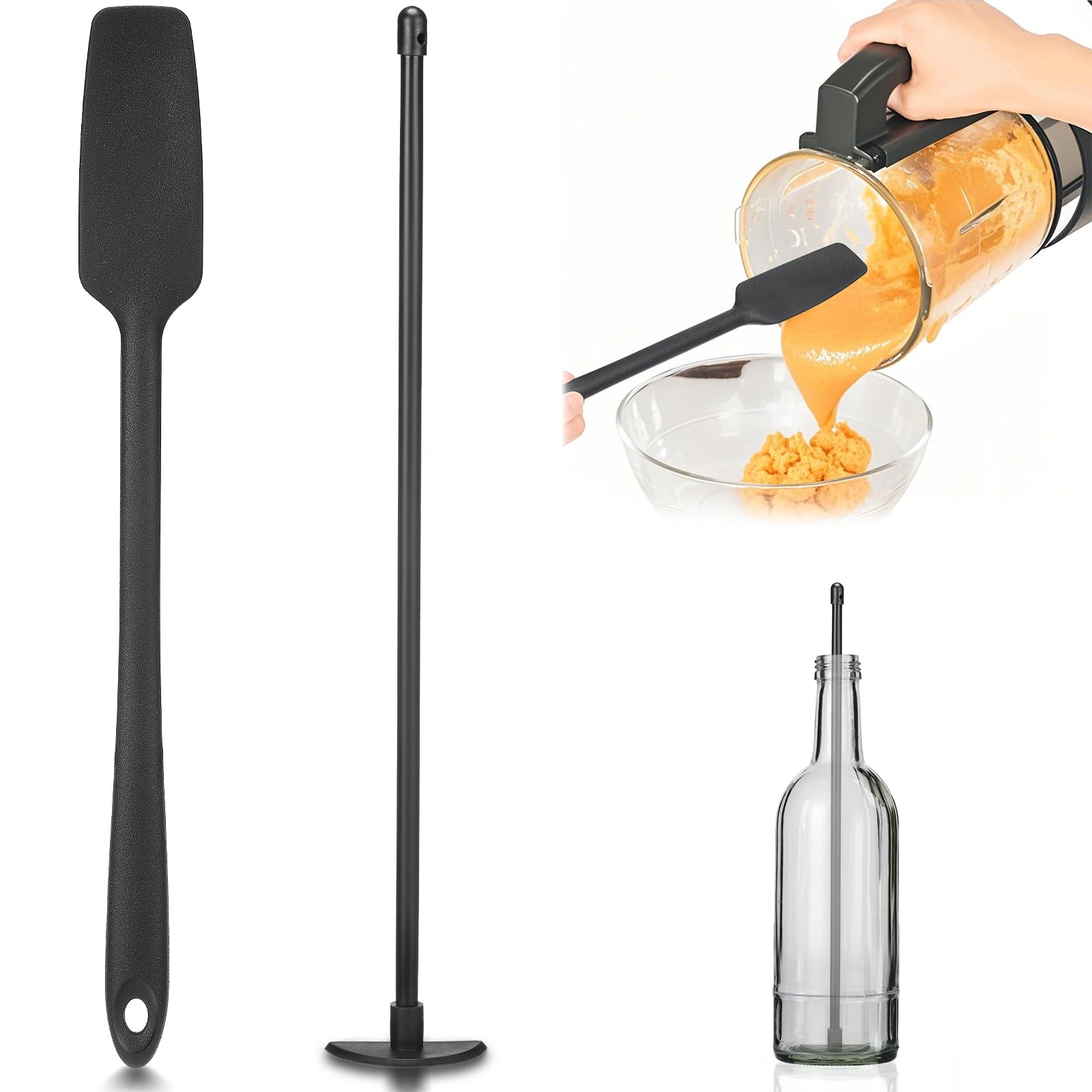 Blender Spatel Set, Under Blade Bottle Scraper and Jar Scraper Blender, Reusable High Heat for Jar, Bottle, et
