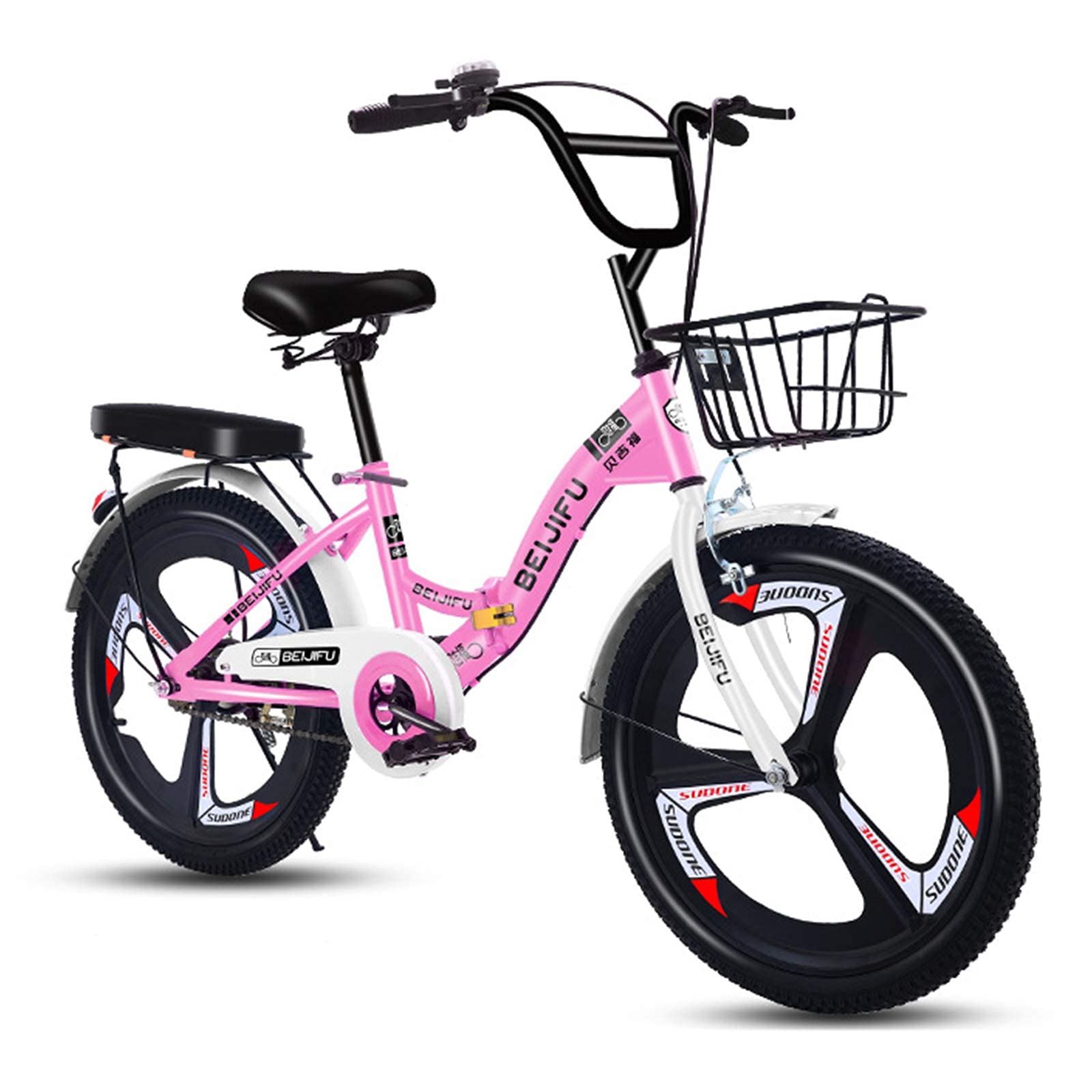 QUNINE Vélo Adulte 16/18/20/22 Pouces vélos Pliables pour Hommes Femmes, Cadre en Acier au Carbone (Vert 22 Pouces)
