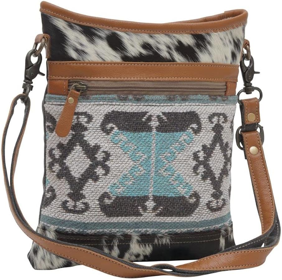 Myra Clear Leather-Trim Shoulder Bag - Western Style Upcycled Leather With Fringe - View #4