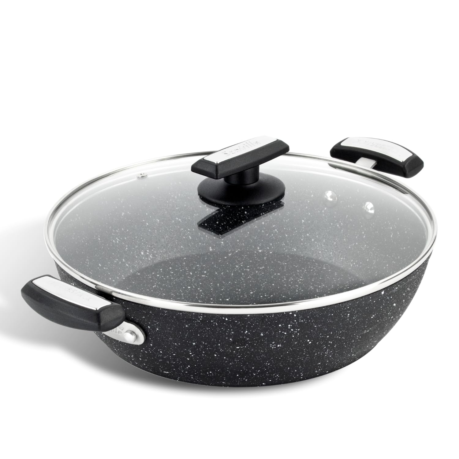 Cacerola poco profunda Scoville Xtra de 28 cm con tapa de cristal para todo tipo de cocinas