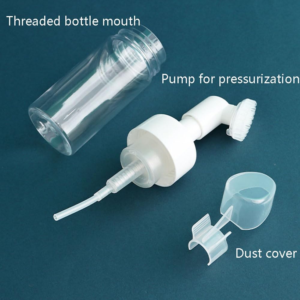 20 stücke 100-250ML leere Gesichtsreiniger Mousse Mini Schaum Gel Kopf Waschbürste Schaumflasche Drucktyp Reinigungsmilch Schäumende Seife Pumpspender für zu Hause im Freien (Weiß,150ML)