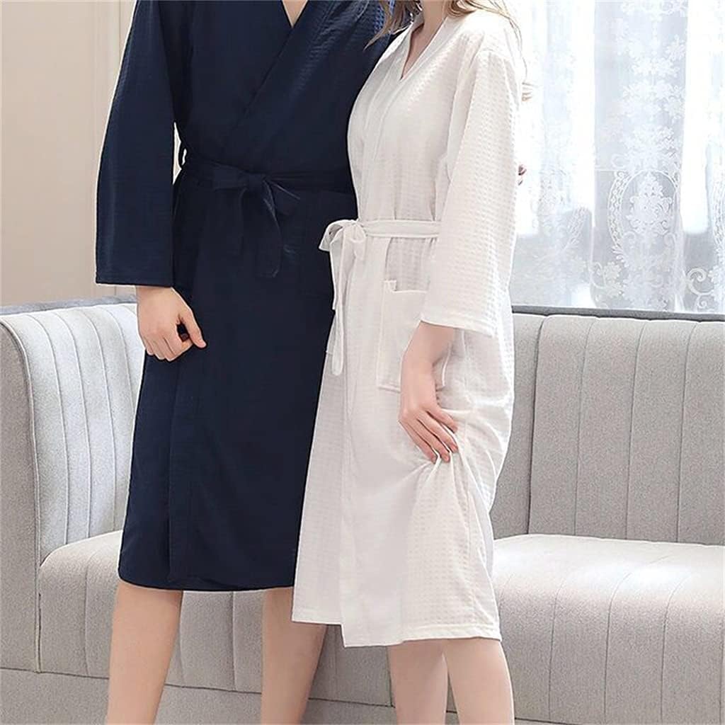 Bathrobe Men's Cotton Breathable Waffle Solid Color Home Bathrobe Home Service
