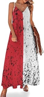 Women’s Yemen Flag Flowy Maxi Dress Summer Sleeveless V Neck Long Lightweight Casual Outfit,