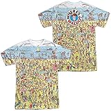 Where's Waldo Beach Scene Unisex Adult Sublimated T Shirt for Men and Women White