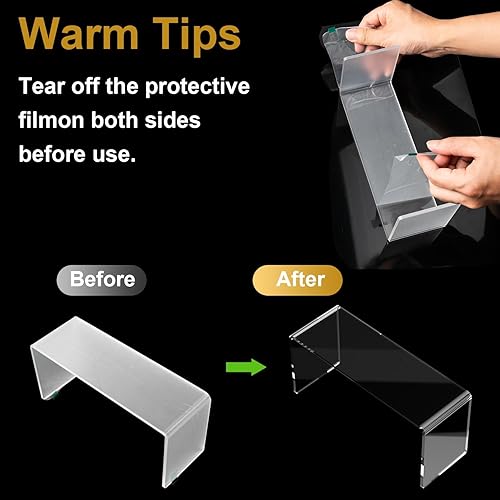 Miniatura 3 de Ouskr 6 elevadores acrílicos para exhibición, 8.8 pulgadas, soporte de exhibición de acrílico grande, soportes de exhibición transparentes para
