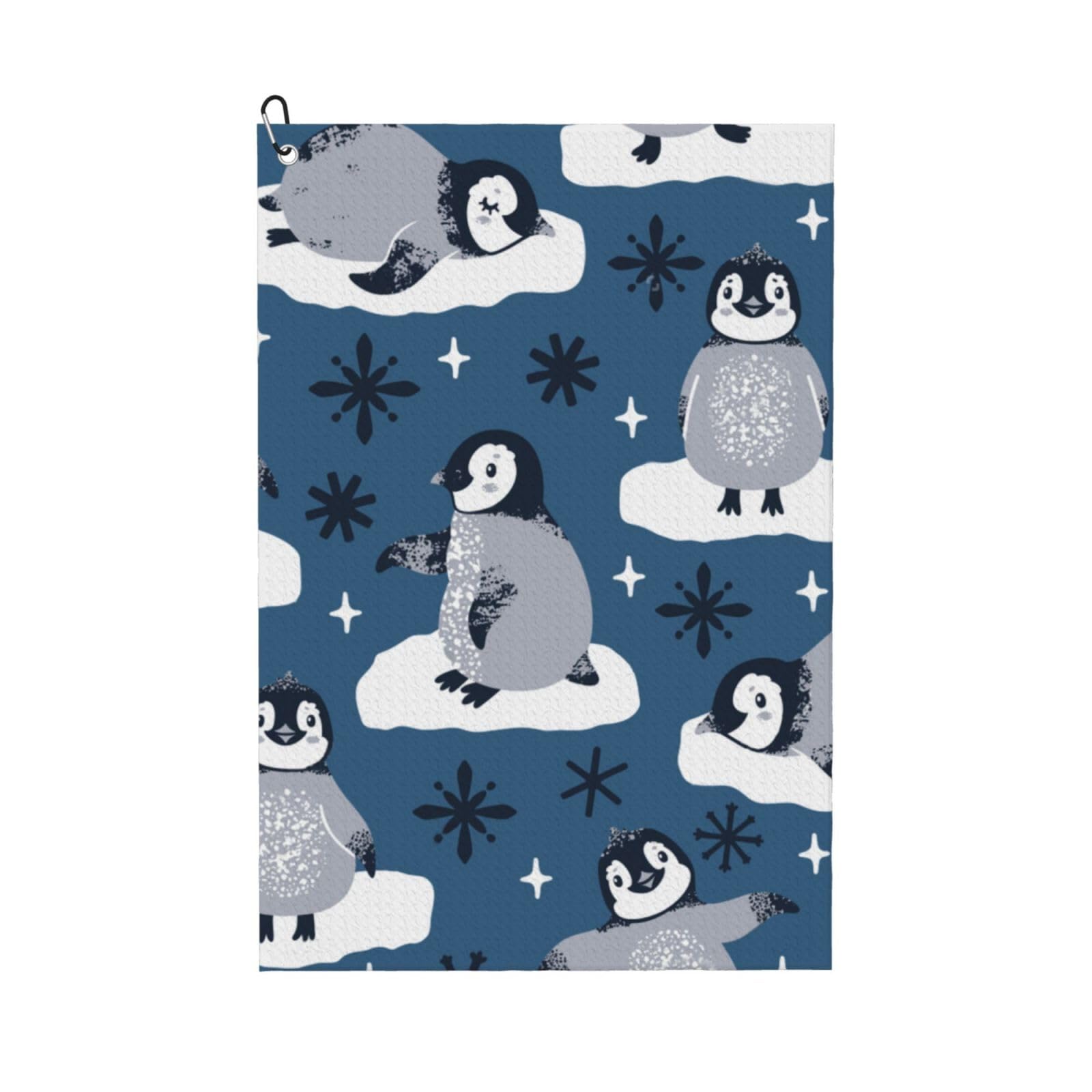 Hnnkloy Cute Penguins And Snowflakes, 16x24 in Portable Waffle Golf Towels with Carabiner Clip for Golf Bag